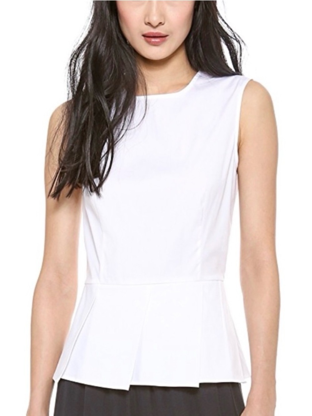 NWT Theory Sarinda TS Luxe White Peplum Sleeveless Top Petite P $190